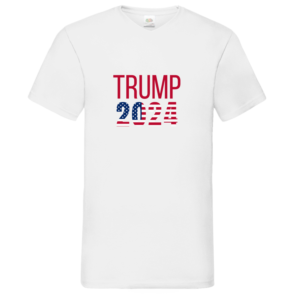Herren Basic V-Neck T-Shirt Trump 2024 Edition