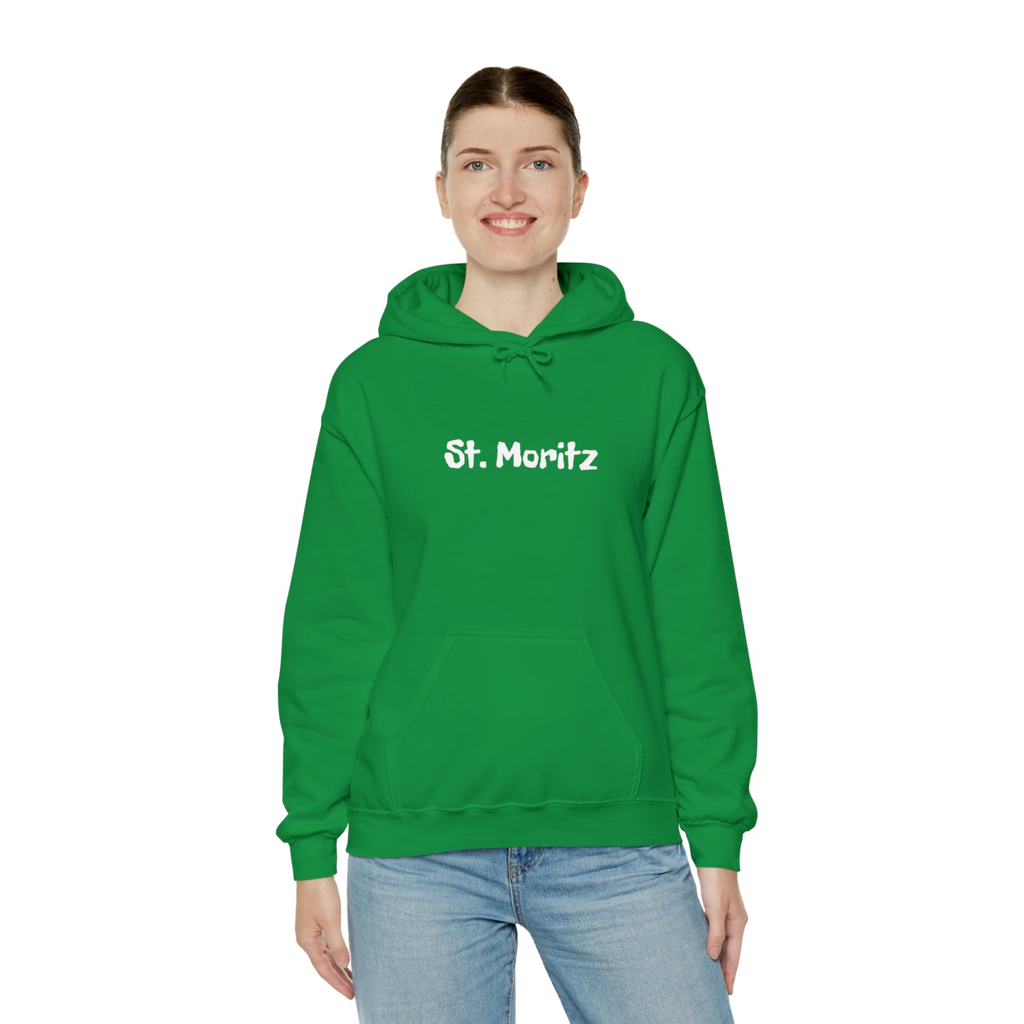 St. Moritz white Font | Highperformer Hooded Sweatshirt