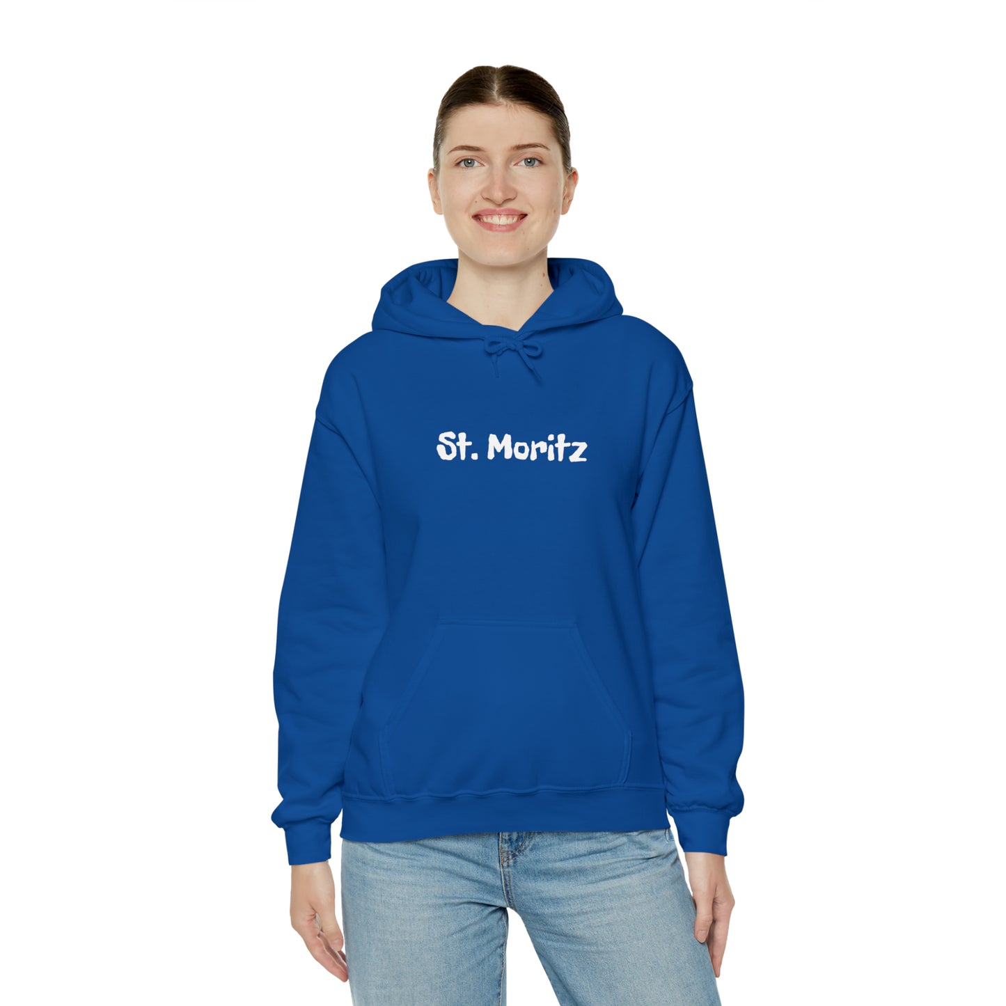 St. Moritz white Font | Highperformer Hooded Sweatshirt
