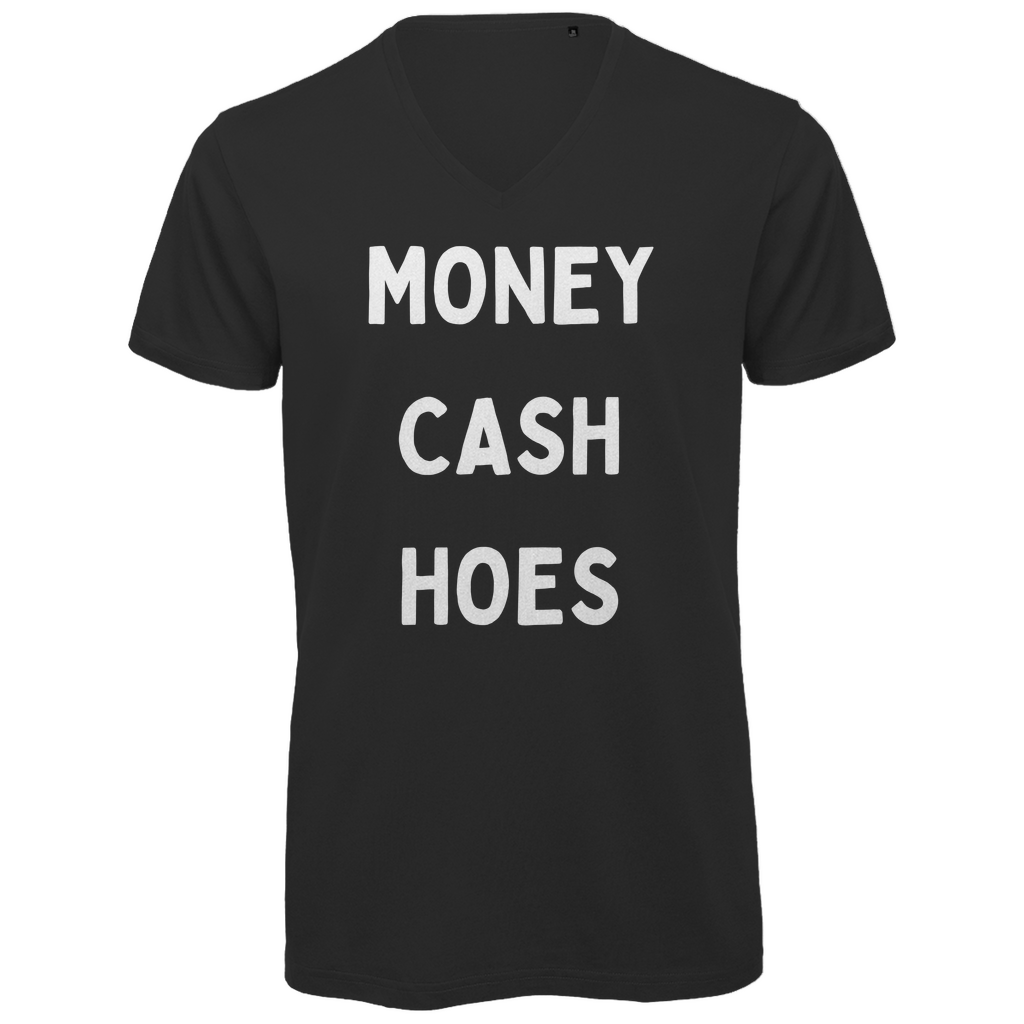 Herren Premium Bio V-Neck T-Shirt Money, Cash, Hoes