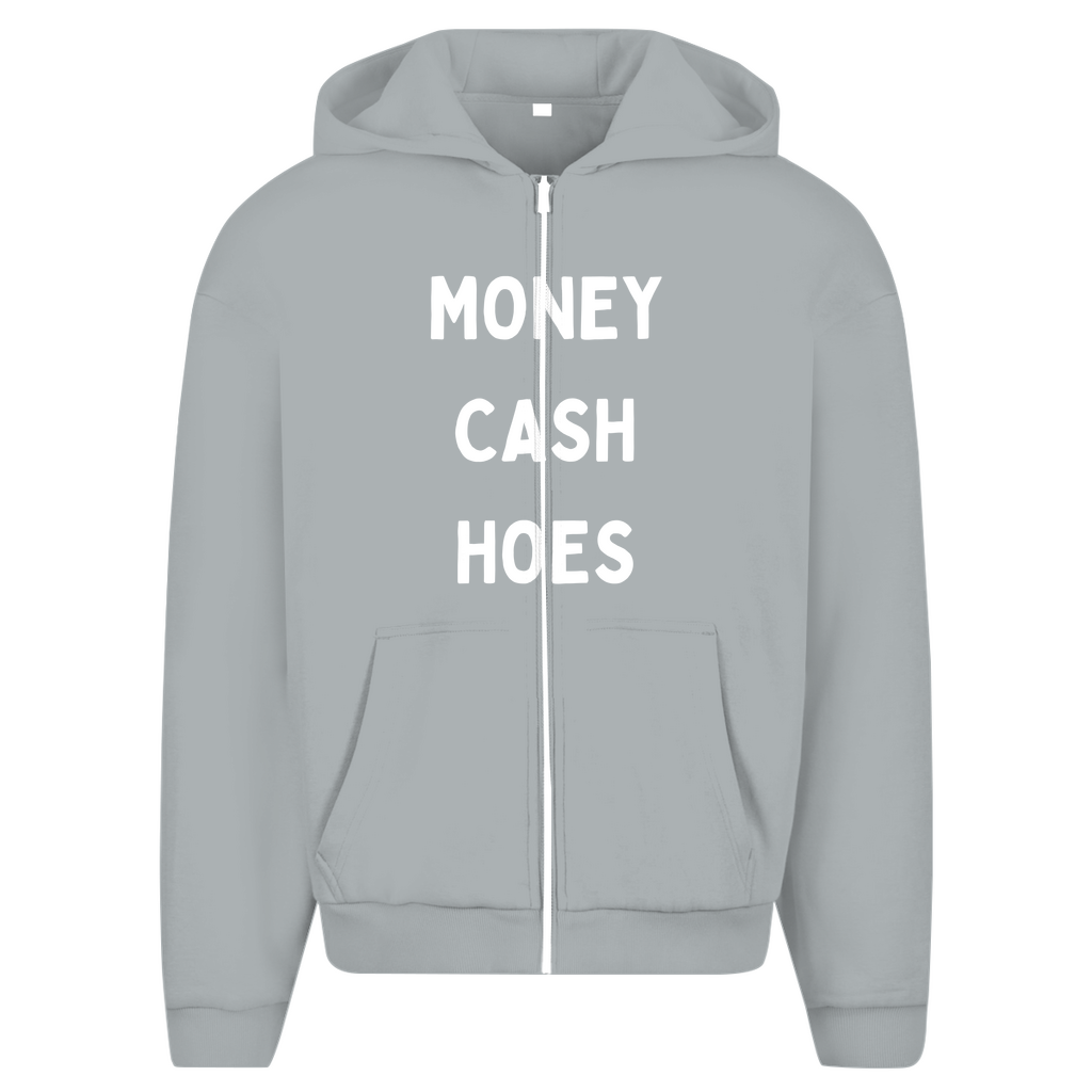 Herren Oversize Zipper Hoodie Money, Cash, Hoes
