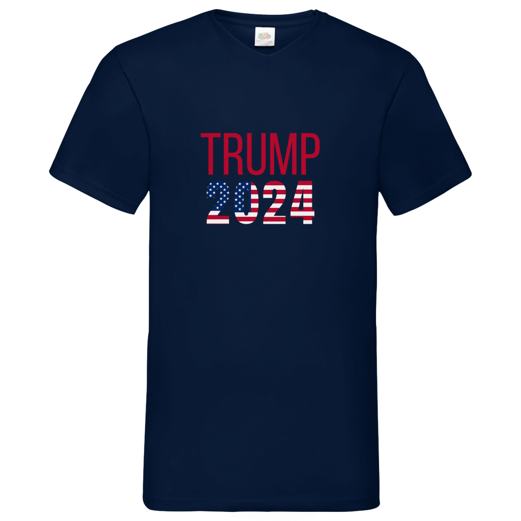 Herren Basic V-Neck T-Shirt Trump 2024 Edition