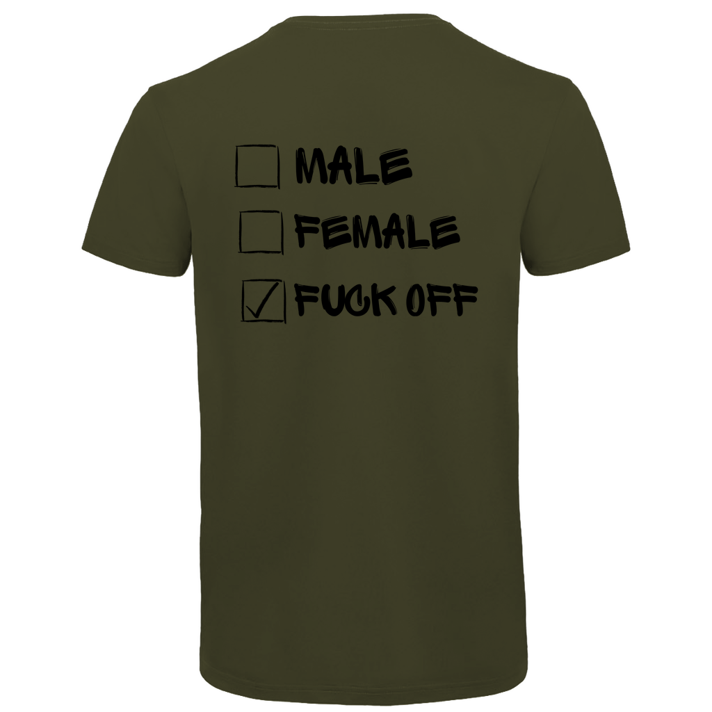 Herren Premium Bio V-Neck T-Shirt MALE, FEMALE, FUCK OFF