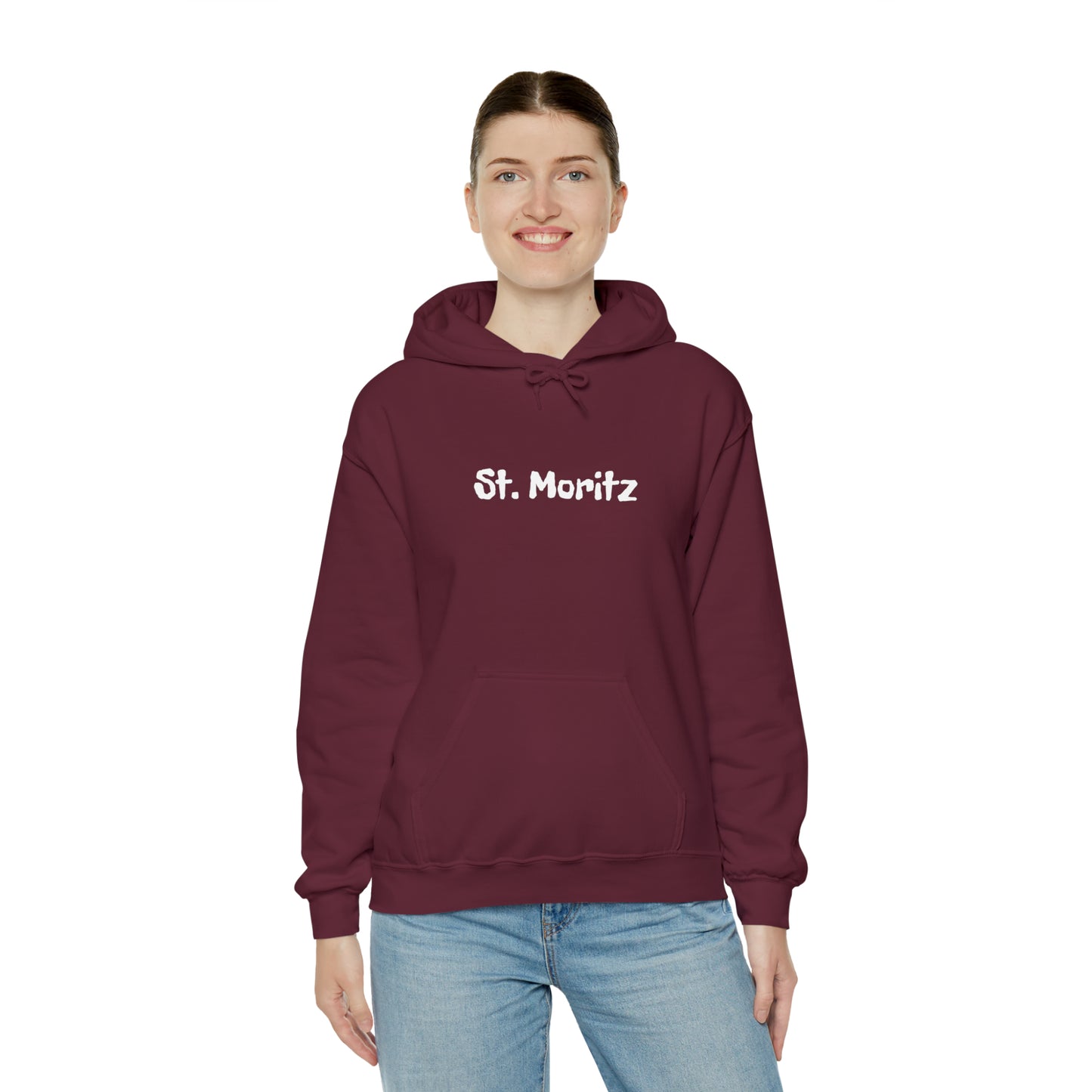 St. Moritz white Font | Highperformer Hooded Sweatshirt