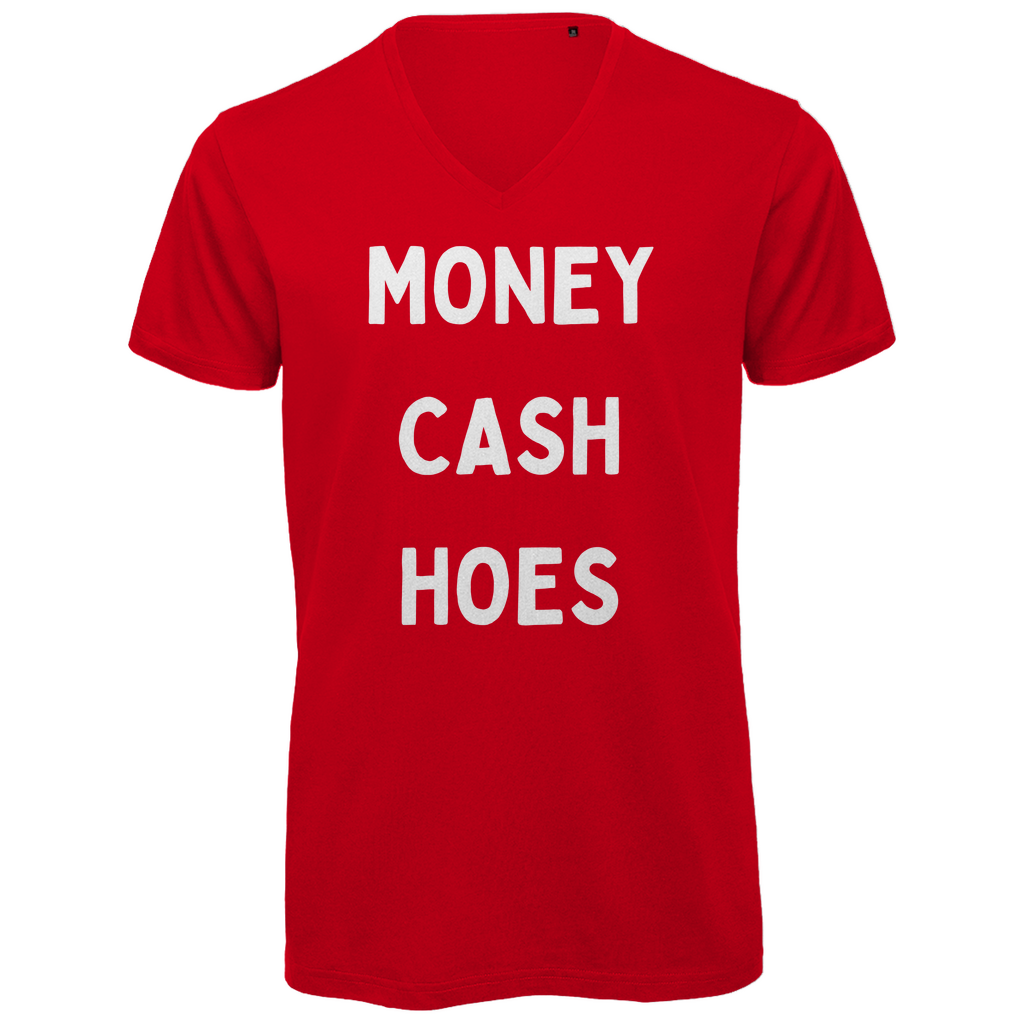 Herren Premium Bio V-Neck T-Shirt Money, Cash, Hoes