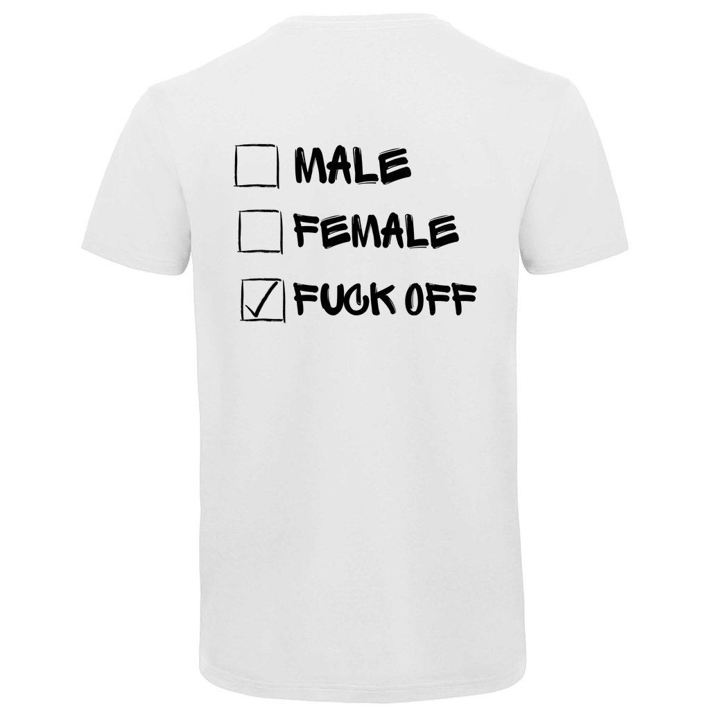Herren Premium Bio V-Neck T-Shirt MALE, FEMALE, FUCK OFF