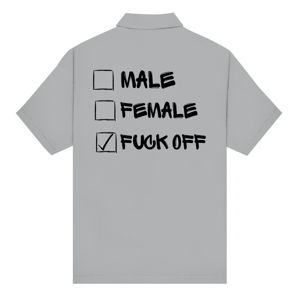 Unisex Poloshirt MALE, FEMALE, FUCK OFF