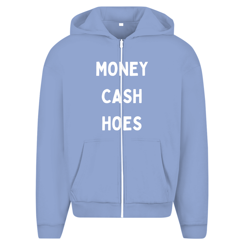 Herren Oversize Zipper Hoodie Money, Cash, Hoes