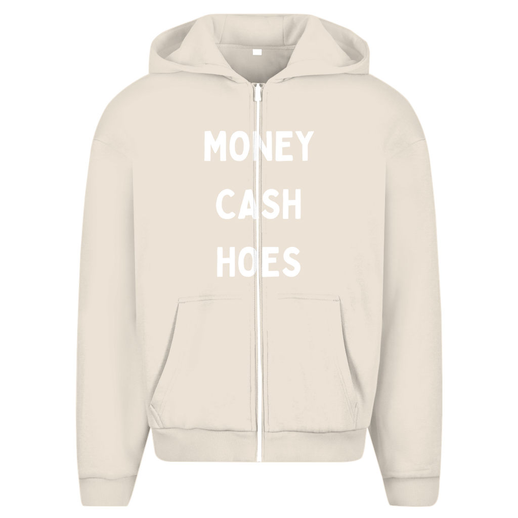 Herren Oversize Zipper Hoodie Money, Cash, Hoes
