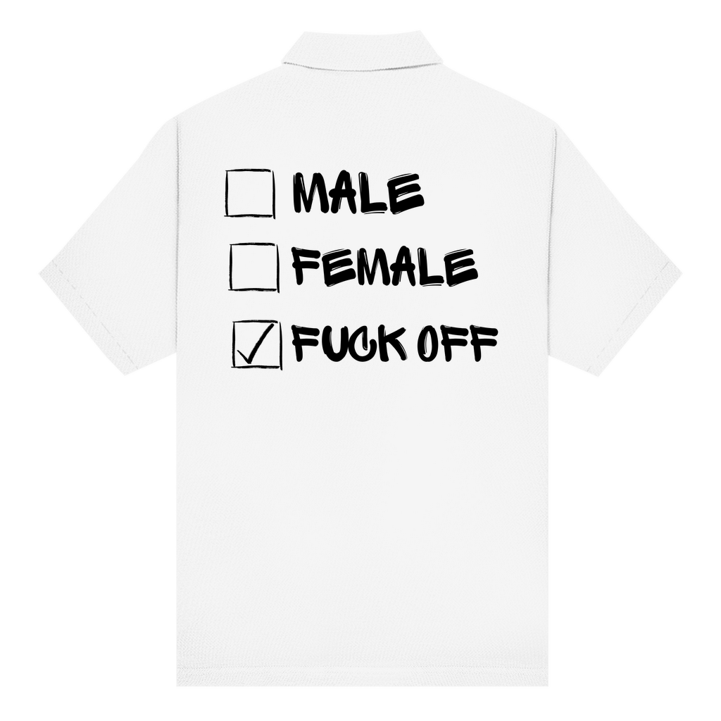 Unisex Poloshirt MALE, FEMALE, FUCK OFF