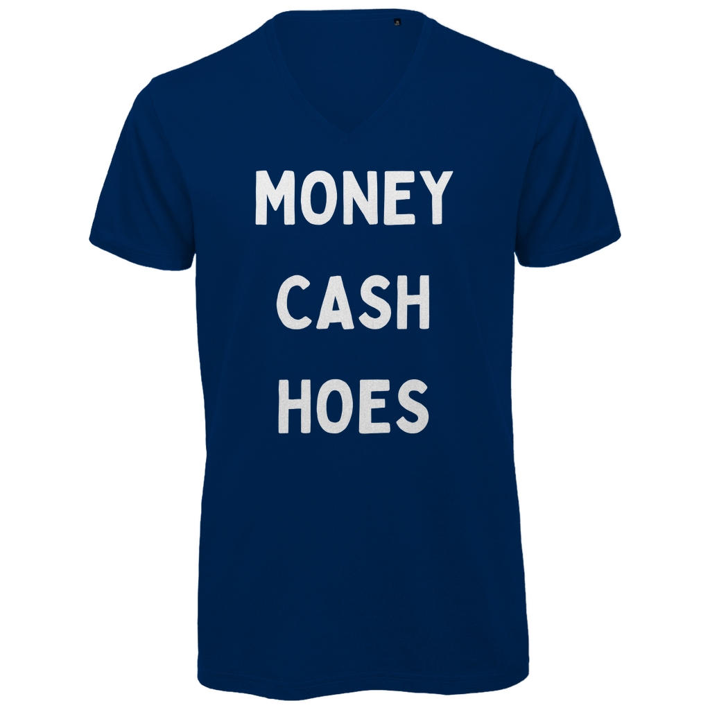 Herren Premium Bio V-Neck T-Shirt Money, Cash, Hoes