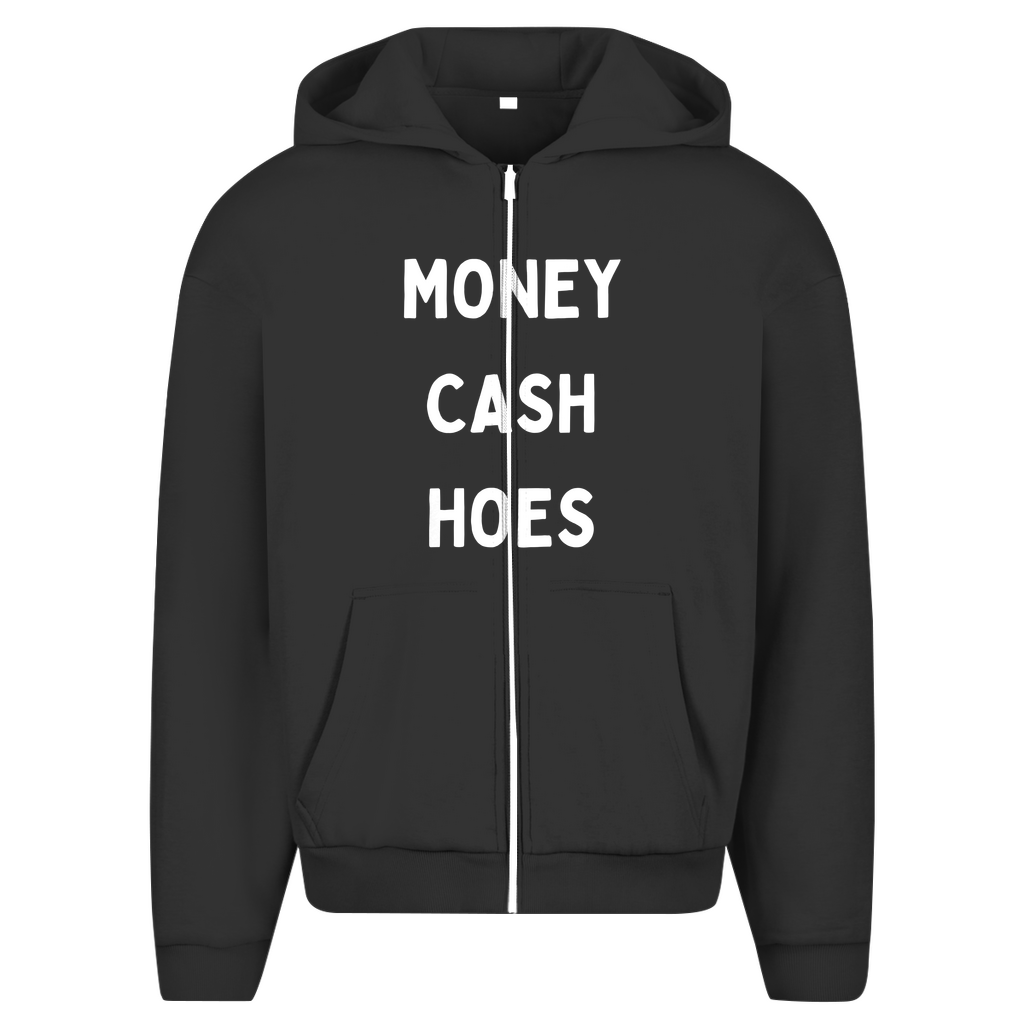 Herren Oversize Zipper Hoodie Money, Cash, Hoes