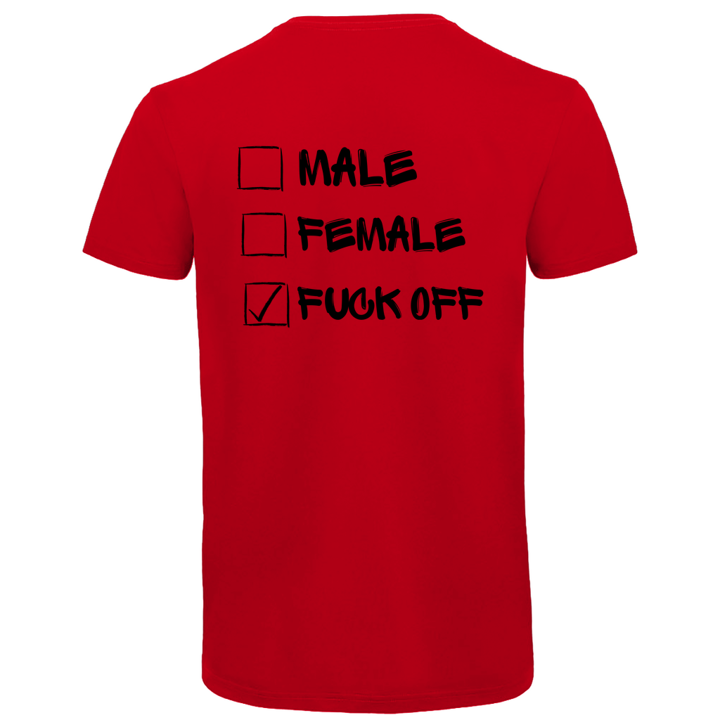 Herren Premium Bio V-Neck T-Shirt MALE, FEMALE, FUCK OFF