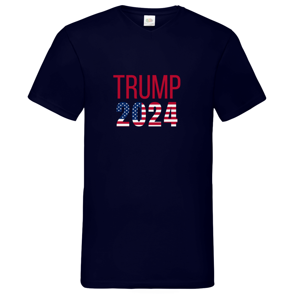 Herren Basic V-Neck T-Shirt Trump 2024 Edition