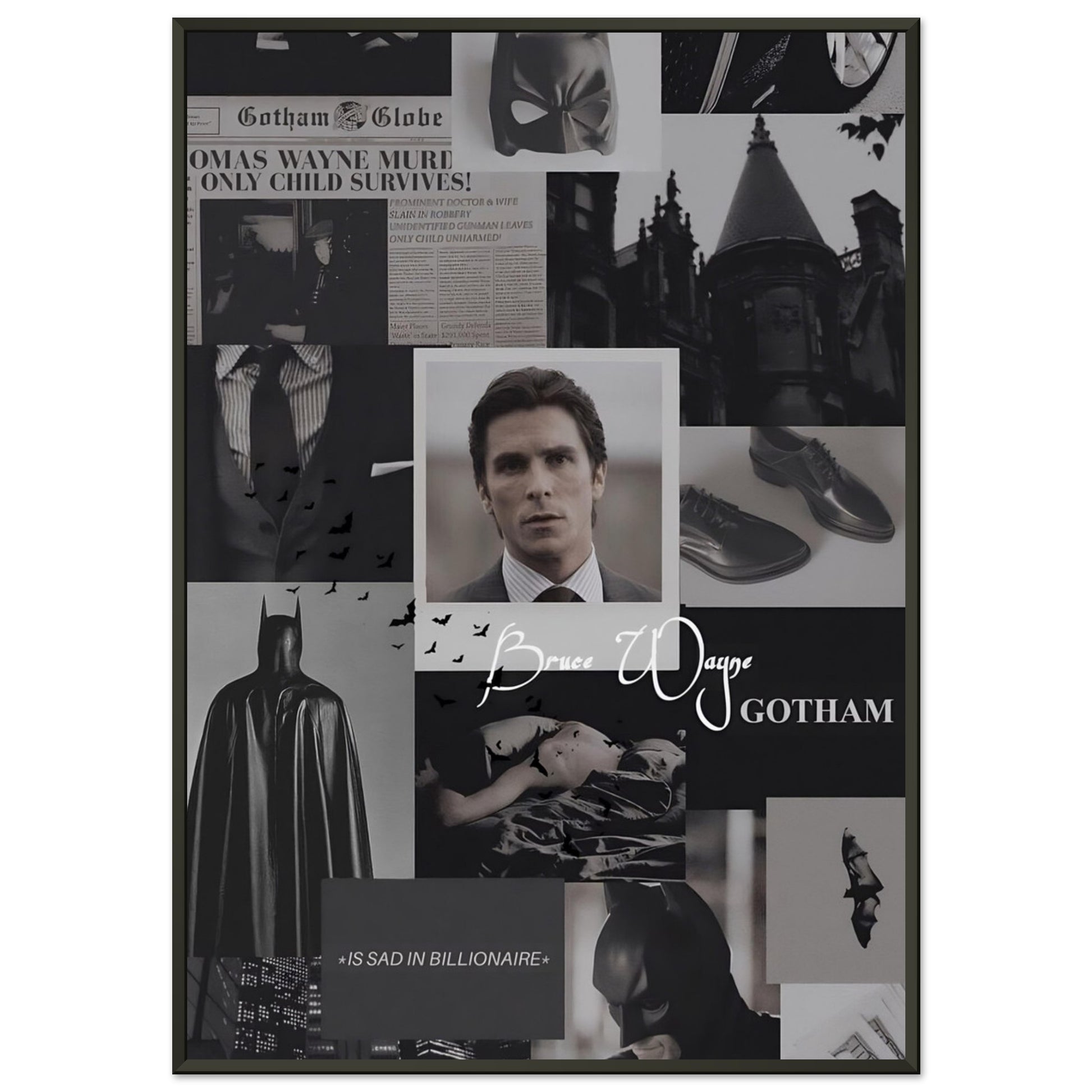 Bruce Wayne Gotham Premium-Poster aus mattem Papier mit Metallrahmen - BWL.Breitseite