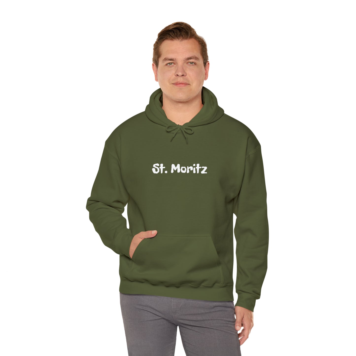 St. Moritz white Font | Highperformer Hooded Sweatshirt